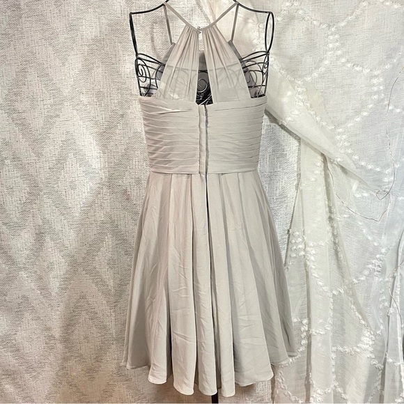 Azazie Adriana chiffon dolphin grey open back dress size a8 - Picture 9 of 13